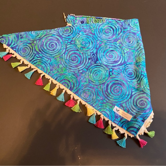 Handmade, bead embroidered neckscarf. Bohemian original colorful style! - Picture 3 of 5